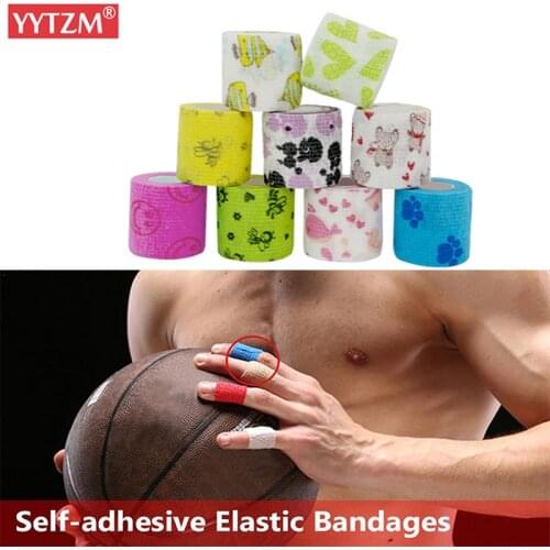 Color Cartoon Self Adhesive Bandage Printing Pet Knee Brace Support Volleyball Wrist Ankle Basketball Sport Goods Elastic Tape