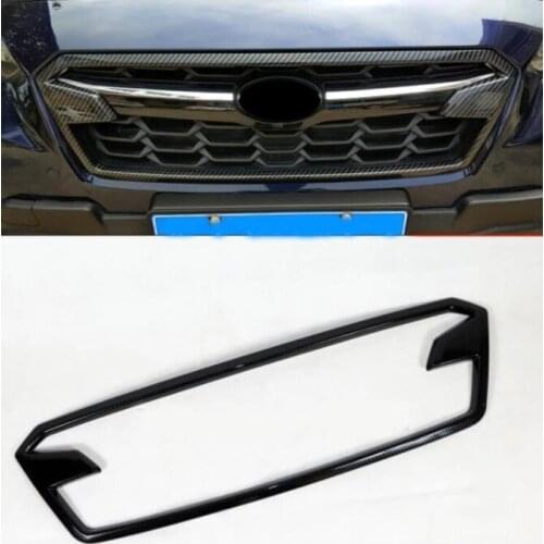 The carbon fiber ABS Front Grille Decoration Cover Frame Trim Stickers Case For Subaru XV 2017-2018 accessories