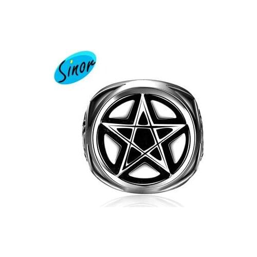 Ancient Maya Foreign Trade Cool Five-Pointed Star 316L Steel Mens Ring Gmyr206 GMYR206-8