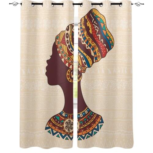 Ethnic African Woman Window Curtains Living Room Bedroom Kitchen Curtain For Children Drapes Window Treatment