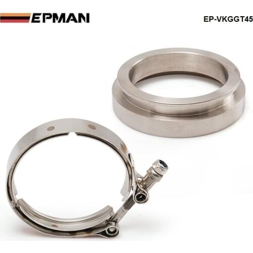 GT45 T304 STAINLESS STEEL V-BAND TURBO/TURBOCHARGER DOWNPIPE CLAMP+FLANGE EP-VKGGT45