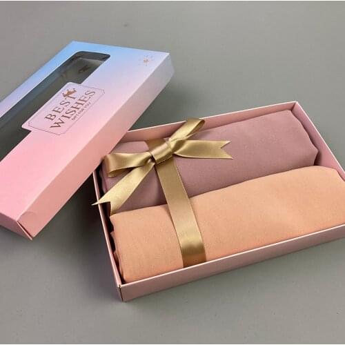 Women Plain Hijab Wrap Solid Color Scarf Shawls Headband Muslim Hijabs Luxury Gift For Women Customized Gift Boxes Set
