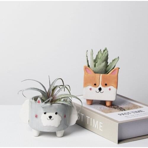 Animal ceramic flowerpot cute corgi cartoon decoration original home personality succulent pastoral indoor simple decoration