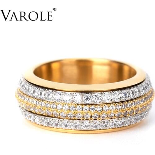 VAROLE Rotatable Multilayer Rings For Women Stainless Steel Gold Color Stack Finger Ring Fashion Jewelry Wholesale Anillos Mujer