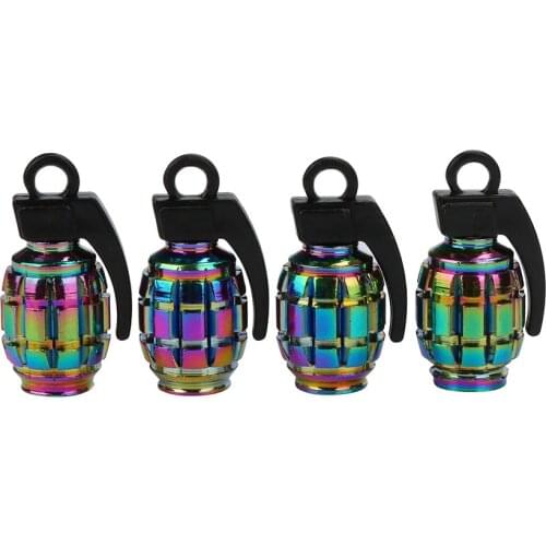 4PCS Neon lights Aluminum Car tire valve caps Bullet Grenades design Car Truck Air Port Cover Tire Rim Valve Wheel Stem Cap #30