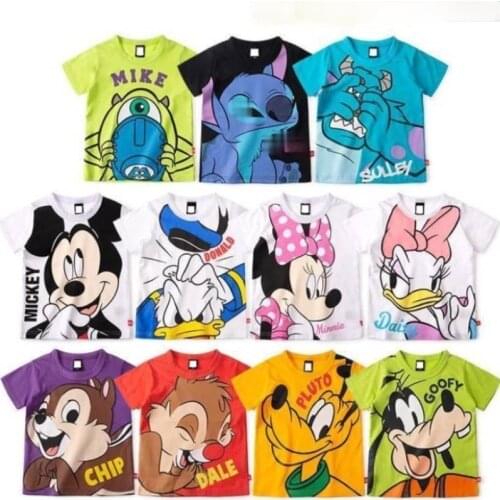 Summer Childrens Cartoon T-shirt Baby Girl Pure Cotton Short-sleeved Shirt Boys Half-sleeved Tops Thin Outdoor Sports Tops