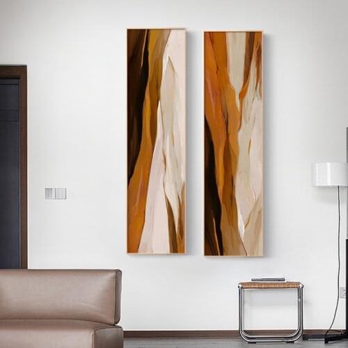 Minimalist Abstract Brown Canvas Painting Scandinavian Color Blocks Poster Print Modern Living Room Bedroom Wall Decor Picture