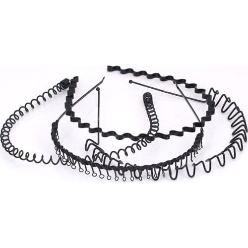 Fashion Sports Hairband Solid Men Women Unisex Hair Band Style black Metal Men Wave Hairband Women Girls Hair Accessories