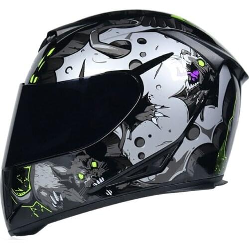 Motorcycle Full Face Helmet Graffiti Cartoon Racing Off-road Anti-Fog Helmet for Men Women Automotive Accessories