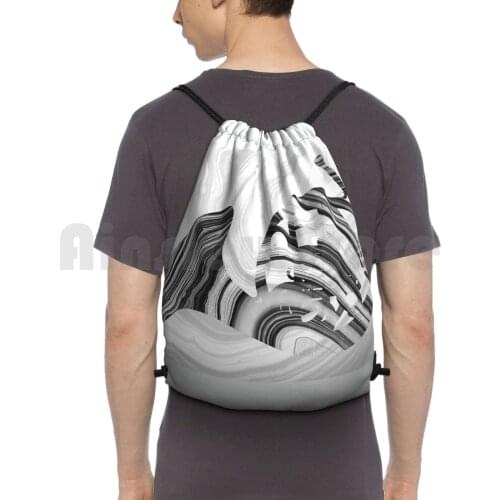 Marbled Music Art-French Horn-Sharon Cummings Backpack Drawstring Bag Riding Climbing Gym Bag French Horn French Horns