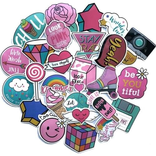 10 Sets = 610PCS Pink Cute Girl Stickers Water Cup Skateboard Guitar Mobile Computer Stickers
