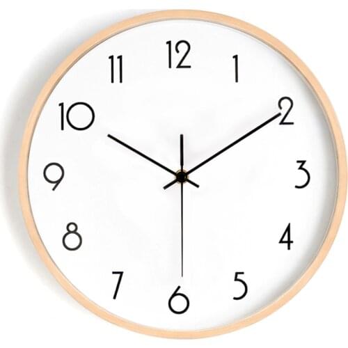 Nordic wall clock family living room wall watch simple atmosphere clock solid wood clock silent fashion creative bedroom