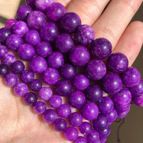 Natural Stone Dark Purple Sugilite Jades Round Loose Beads For Jewelry Making DIY Charms Bracelet Accessories 15'' 6 8 10mm