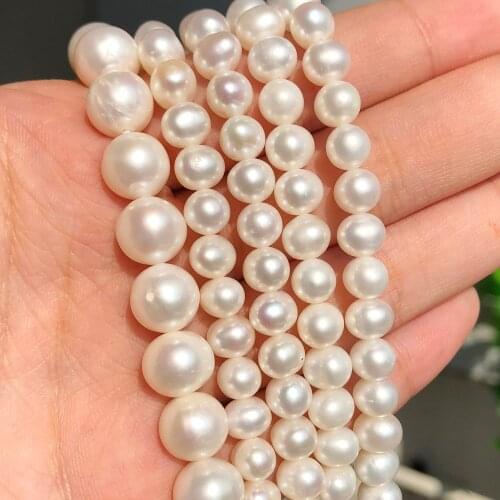 Natural AAA Round White Freshwater Pearls Beads Raw Real Genuine Loose Pearl Beads for Jewelry Making DIY Handmade Bracelets 15