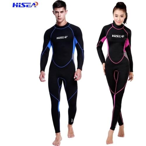 Full Body Wetsuit 3mm Premium Neoprene Couple Design for Women & Men Suits Back Zipper Pink Black Blue size
