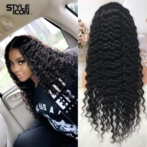 Styleicon Deep Wave Lace Fronal Wig 8-30 inches 150% Deep Wave Curly 13*4 Lace Front Wigs Brazilian Pre Plucked With Baby Hair