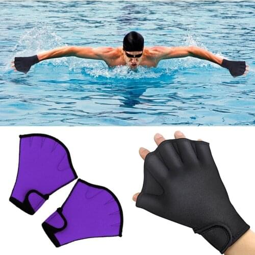 1 Pair Swimming Gloves Aquatic Resistance Fingerless Water Aqua Fitness Paddle Fit Gloves Training surfing