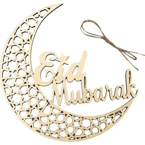 Ramadan Pendant Give Ropes Moon Star Lantern Wooden Hanging Chip Ornaments Eid Mubarak Ramadan Kareem Decoration Home Gifts