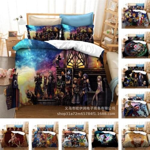 Kingdom Hearts Home Textile Pillow Case 3D Bed Linen Duvet Covers Comforter Bedding Sets Bed Set Home Decor Bedding