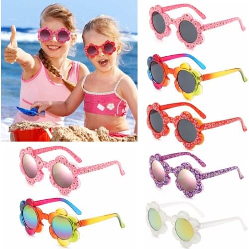 Cute Flower Shaped Kids Sunglasses Round Outdoor Travel Protection Eyewear for Toddler Girls Boys Party Favors Photography Decor