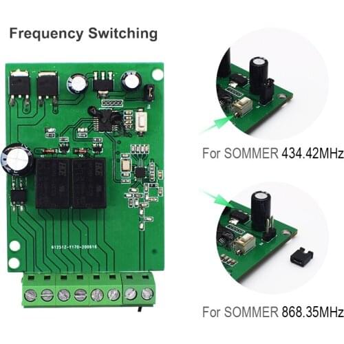SOMMER 4020 4025 4026 4031 4035 Garage Command Receiver Door Opener Door Controller Switch 434-868Mhz Compatible Receiver