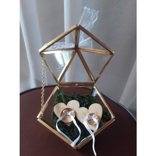 Personalized names Glass Wedding Ring Box, Rustic Wedding Ring Holder Box Proposal Engagement Ring Box Wedding Decor