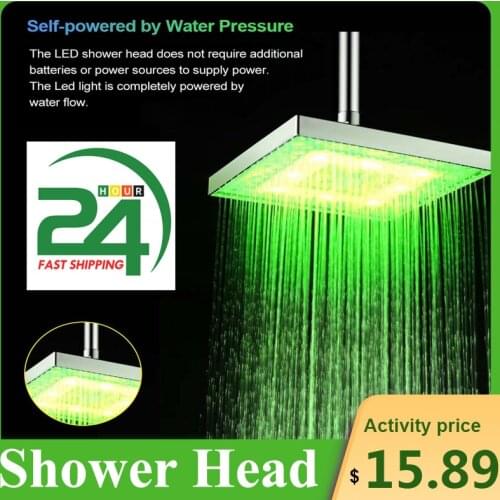 LED Rain Shower Head High Pressure Shower Head Water Save Automatically Color-Changing Temperature Sensor Showers for bathroom