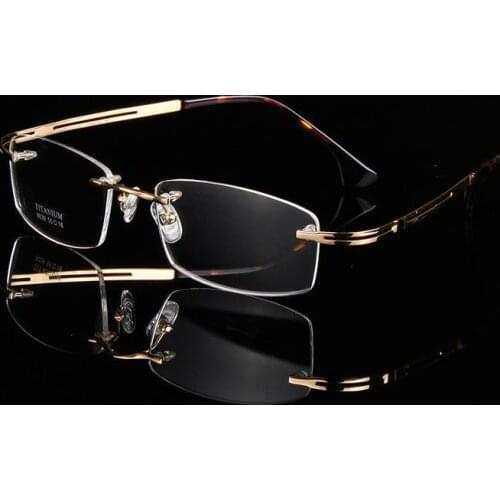 Viodream fashion and lightness pure titanium rimless optical frame flexible prescription spectacle eyewear for men women tg9039