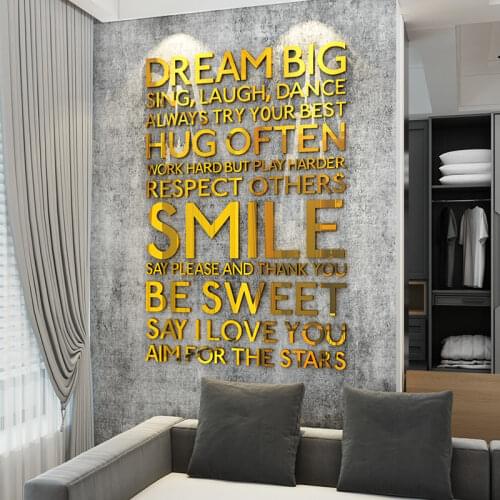 WS177 Creative minimalist English letters inspire slogan stickers 3D stereoscopic office background wall acorns