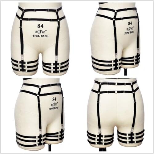 Women Black Bondage Stockings Garter Pole Dance Sexy Harness Lingerie Body Cage Goth Body Harness Fetish High Waist Garter
