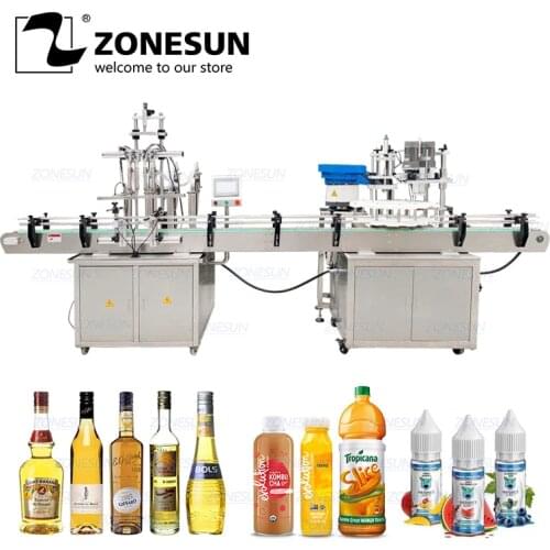 ZONESUN Automatic Electric Glass Perfume Water Nail Polish Plastic Bottle Capping Auto Filling Capping Packing Machine