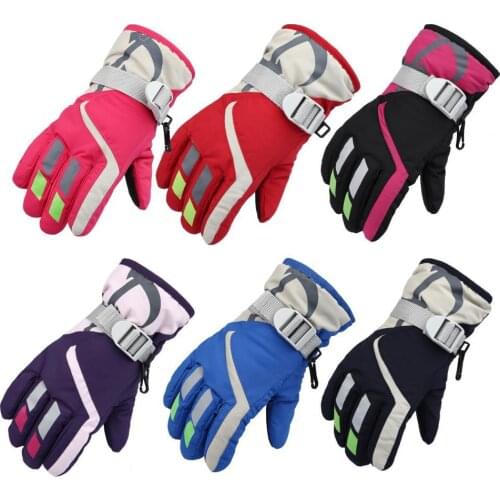 1 Pair Warm Gloves Waterproof Good Performance Knitted Fabric Practical Kids Winter Outdoor Gloves for Skiing Skating Cycling
