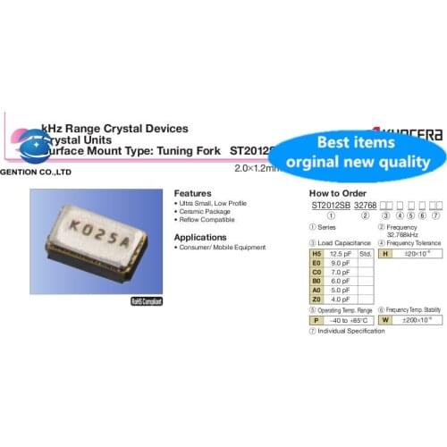 10pcs 100% orginal new Kyocera 2012 passive patch crystal oscillator 6PF 32.768KHZ 32.768K low load STM32 dedicated