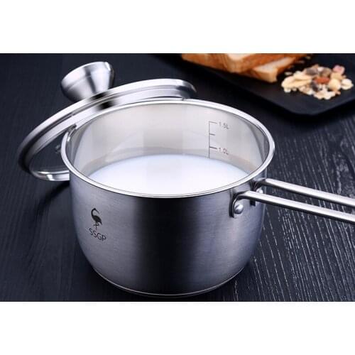 17cm 304 Stainless Steel Milk Heating Pot Baking Sauce Pan Food Steamer Pot Cooker Noodle Roll Soup Cooking Kitchen Cookware