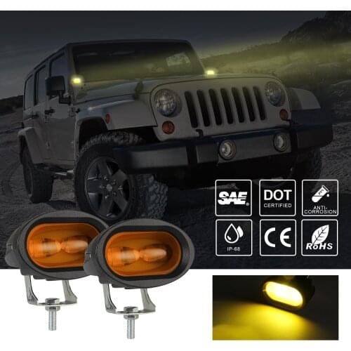 2Pcs 6D Led Work Light 4inch 20W Led Light Bar Yellow Driving Light Spotlight for Motorcycle Offroad Car Boat Truck Lada UAZ ATV