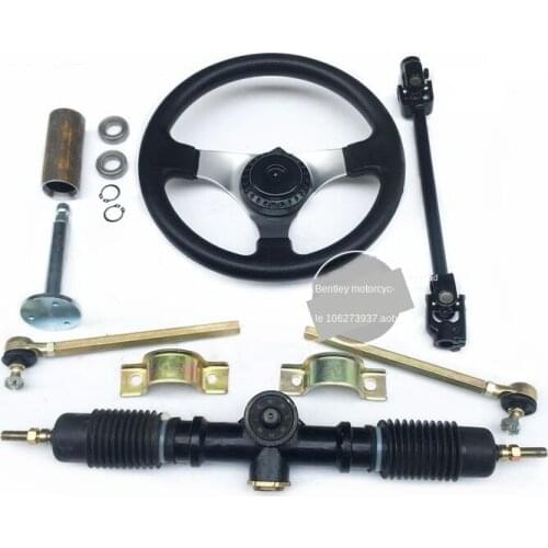 300mm Steering wheel 430mm Full Steel Gear Rack Pinion 380mm U Joint Tie Rod Knuckle Assy Fit For Go Kart Buggy UTV Bike Parts