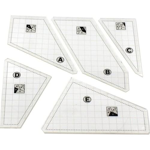 Acrylic Sewing Ruler Five-Piece Set of Square Quilting Ruler Sewing Template Quilting Tools Inch Plastic Ruler