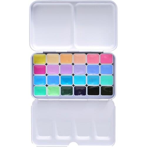 Brand Aquarela 24 color watercolor paint, candy color 0.8 ml Acuarelas mini tin box, art supplies