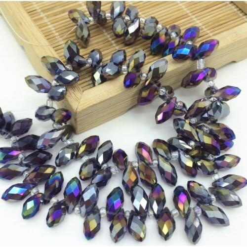 Free shipping 9 colors glass crystal spacer beads 6*12mm 90pcs waterdrop teardrop horizontal hole diy findings accessories B2878
