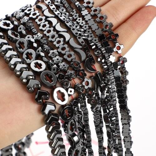 Dumbbells Black Hematite Natural Stone Beads Round Loose Beads For Jewelry Making DIY Bracelet Necklace Accessories Beads 4-8mm