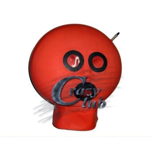Crazy club_Customized Time-limited Latex Hood Fetish Red Natural Latex Inflatable Hood Rubber Mask Free Shipping Fast Delivery