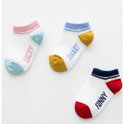 Children socks 3 pair/lot 2017 kids boat socks cotton letters pattern 1-9 years boys/girls socks baby shallow mouth sock