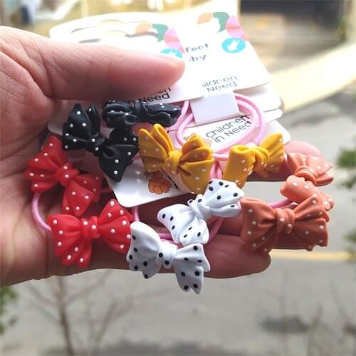 2PCS New Cute Princess Bowknot Bow Tie Headwear Kids Elastic Hair Bands Cartoon Children Ropes Girls Accessories Baby Headdress