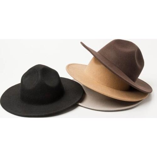 European autumn and winter new woolen woolen top hat with wide-brimmed hat shopping hip-hop stage fashion modeling wool felt hat