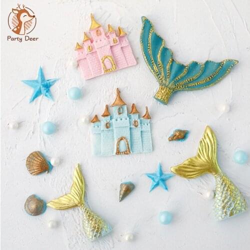 Fishtail Castle Cake Mold Anchor shell Mould Starfish Cake Border Fondant for Kitchen Baking Decoration Molds Lovely Tool