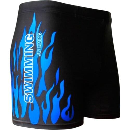 Hot Sale Men Swimwear Fire Printed Drawstring Swimming Hot Spring Bathing Shorts Sportswear Shorts