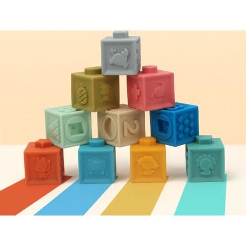 Montessori Baby Toys Stacking Block For Toddler 0 12 Month Educational Bath Sensory Toy For Babies Soft Rattle Teether Gift