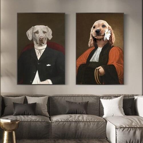 Dog in Military Uniform Oil Paintings Print on Canvas Art Posters And Prints Lovely Dogs Wall Art Pictures Home Wall Decoration