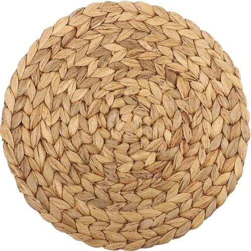 Round Woven Placemats for Dining Table Straw Braided Placemat Heat Resistant Non-Slip Weave Placemats