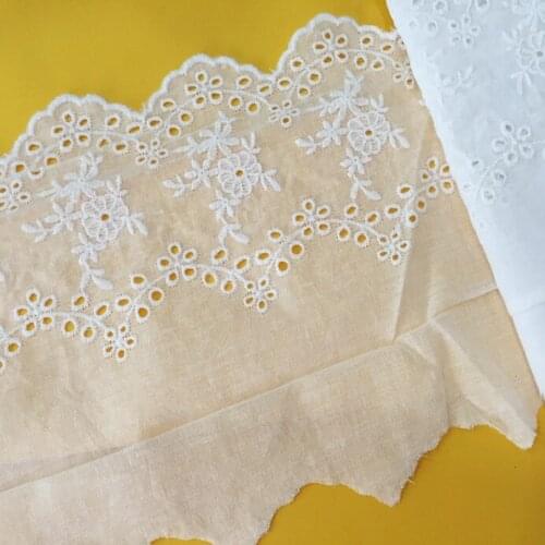 High Quality White Cotton Cloth Embroidery Lace Trim DIY Lace Fabric Width 15cm 5Yds/lot